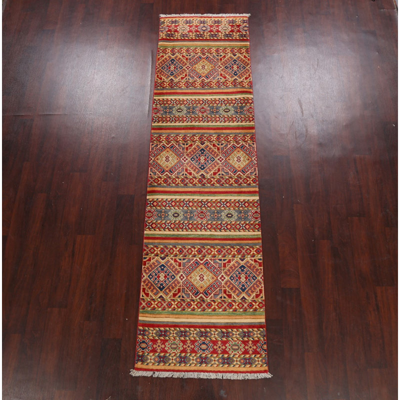 Tapis de couloir unique en laine noué à la main 2 pi 7 po x 9 pi 10 po New Age