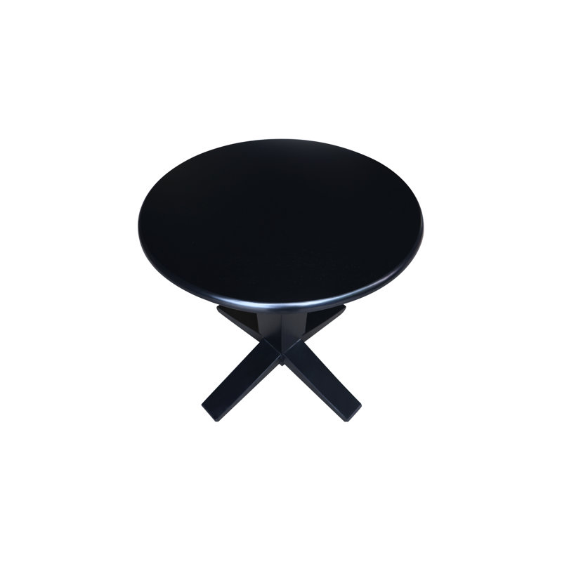 Table de salle à manger Grachan Ronund, H 29,9 po x L 30 po x l 30 po, Noir