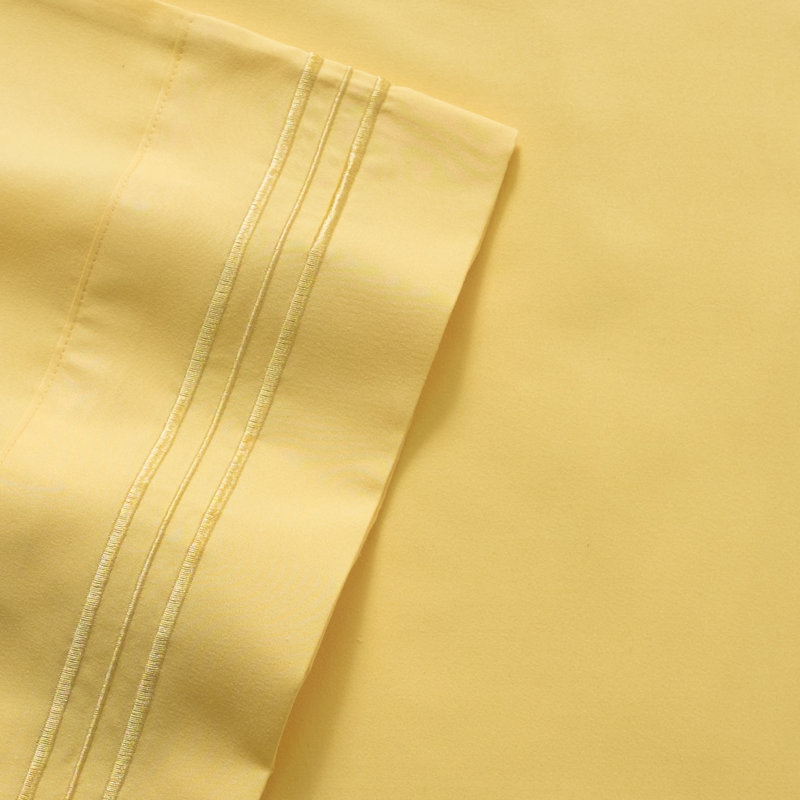 Luxurious Classic Soft Solid 1800 Series Microfiber Sheet Set, Various Colors and Sizes, Full, Yellow