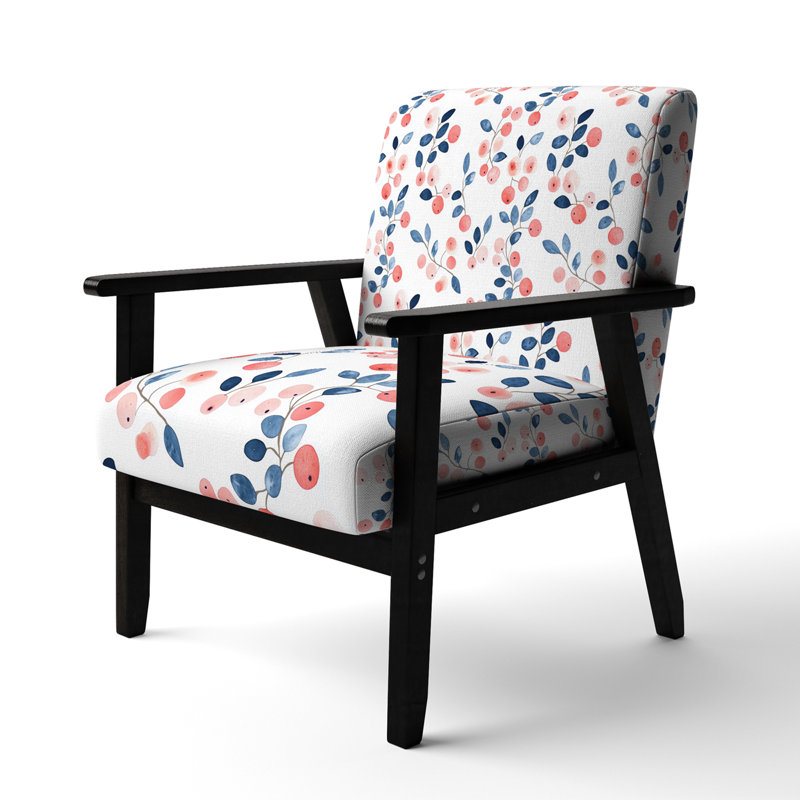 Fauteuil d'appoint French Country - Fauteuil rose Berry Whisper, Accoudoirs carrés noirs