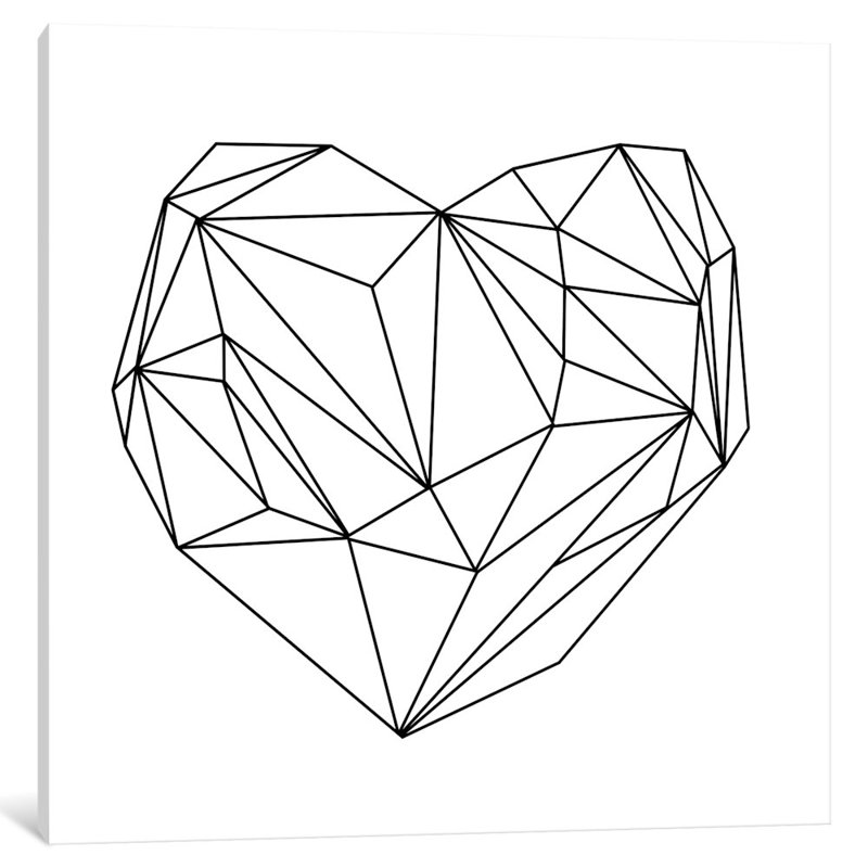«Heart Graphic I» - Impression sur toile tendue, H 48 po x l 48 po x P 1,5 po