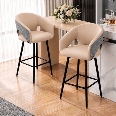 Swivel Upholstered Bar Stool with Iron Frame