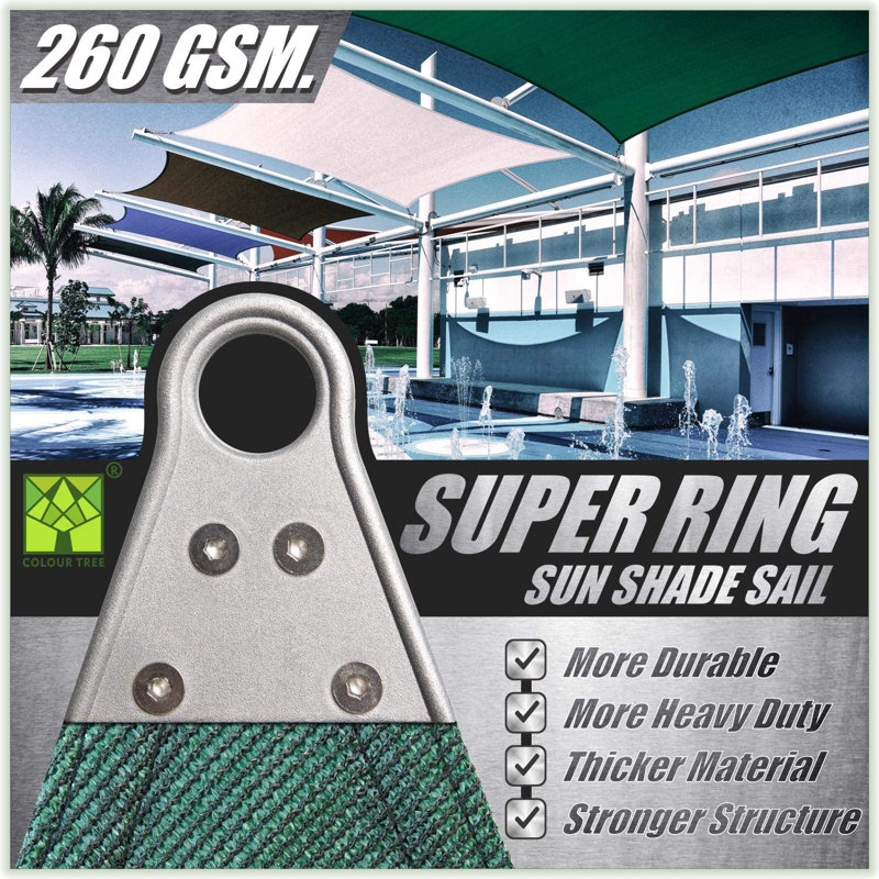 Reinforced Super Ring 15' X 30' Rectangle Shade Sail, Green