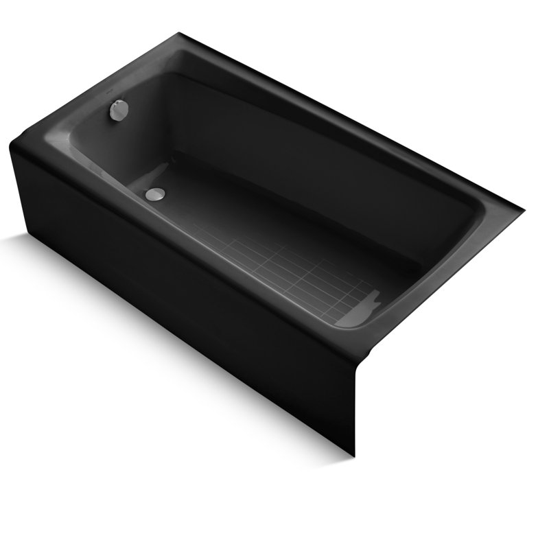 Mendota 60" x 32" Soaking Bathtub, Black, Right