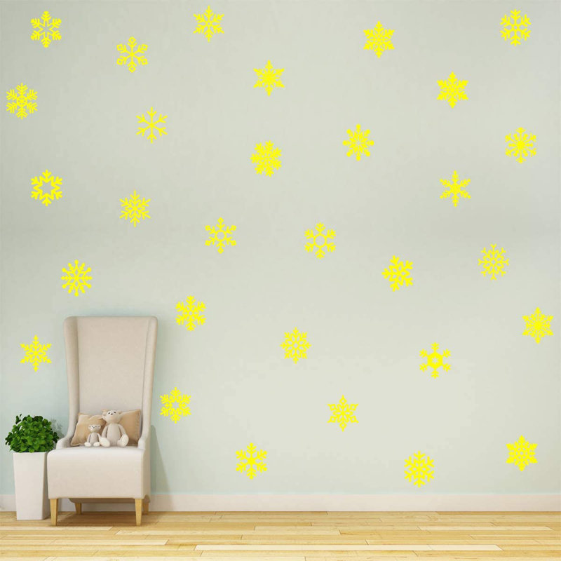 Adhésif décoratif flocons de neige, Jaune