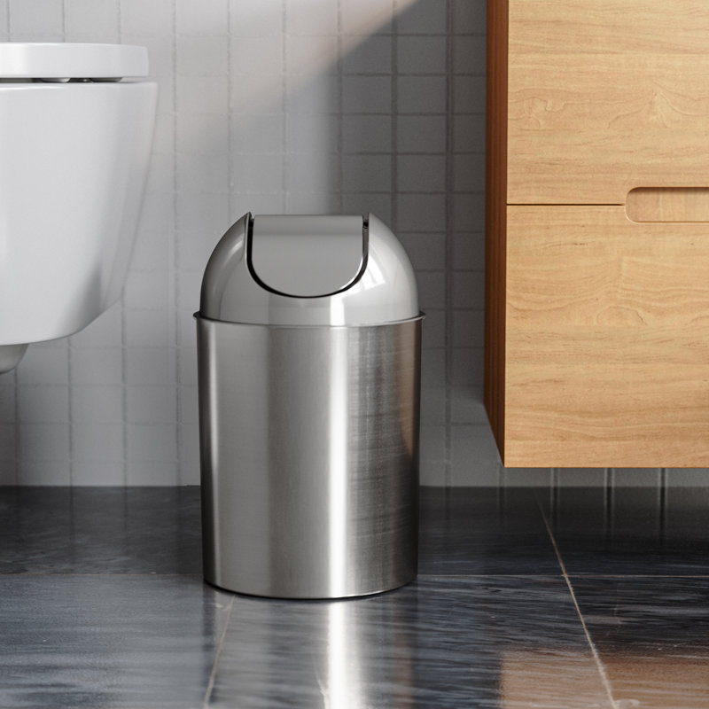 Poubelle avec couvercle pivotant Morton, Argent nickel, 2,5 gal