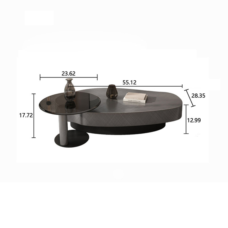 Carbon Steel Nesting Coffee Table, 12.99" H x 55.12" L x 28.35" W