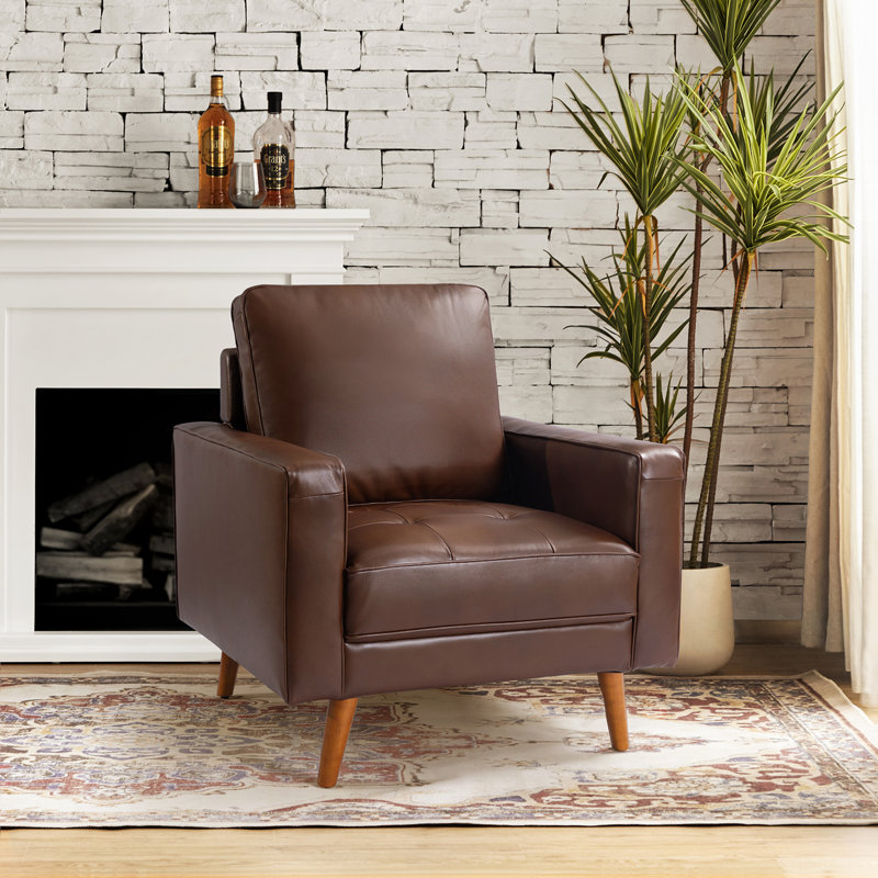 Fauteuil Annaleise, Cuir véritable brun