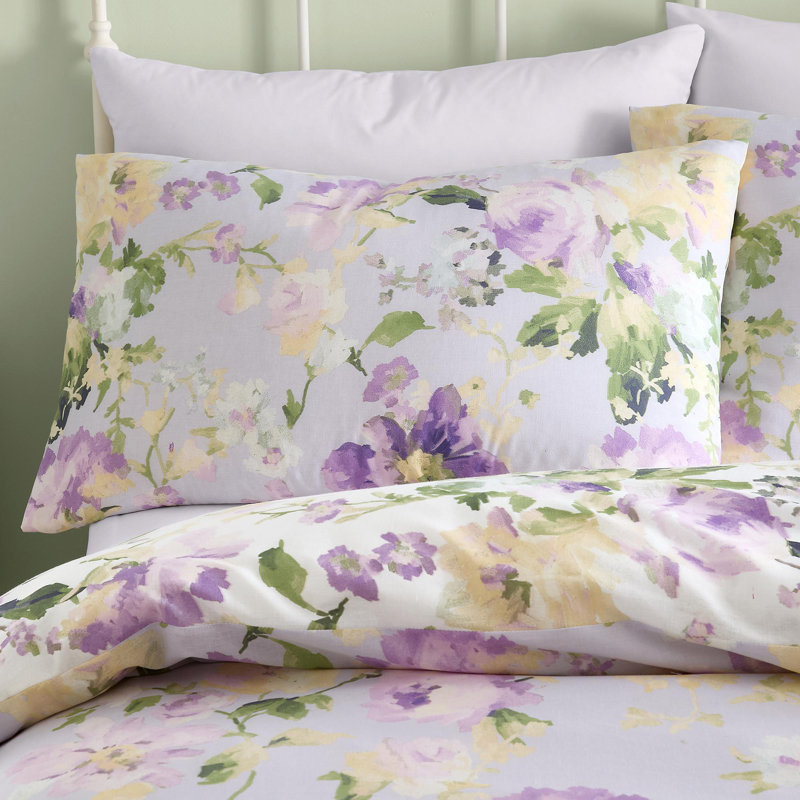 Flourette Cotton Blend Floral Duvet Cover Set with Pillowcases Included, Double Duvet Cover Set + 2 Pillowcases