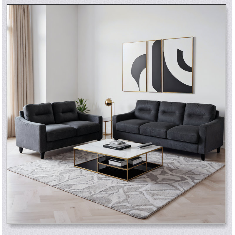 Ensemble de canapé modulaire confortable 1 + 2 + 3, Noir