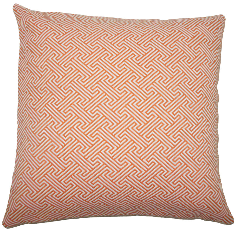 Geometric Feather Reversible Throw Pillow, Orange