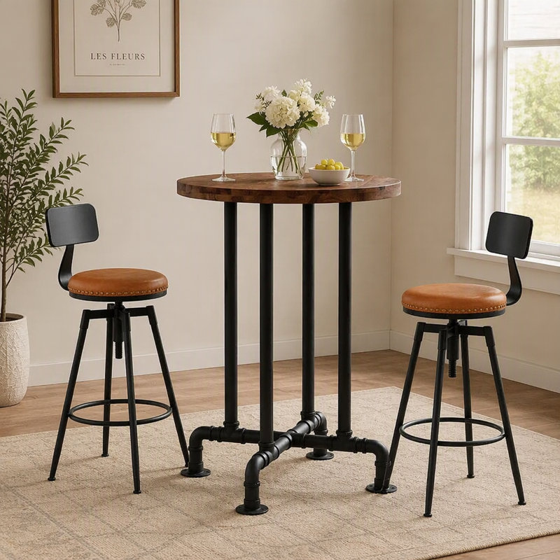 37.4" Round Bar Table, Solid Wood High Bar Height BistroTable