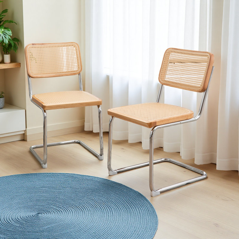 Ensemble de 2 chaises de salle à manger, chaises d'appoint avec pieds chromés, chaises Mid-Century modernes conçues par Breuer