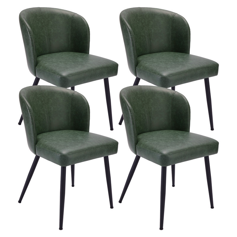 Chaise de salle à manger rembourrée en similicuir (ensemble de 4), 4, Vert