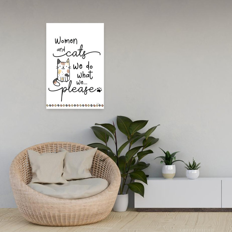 Art contemporain fantaisiste pour femmes et chats, H 24 po x l 16 po
