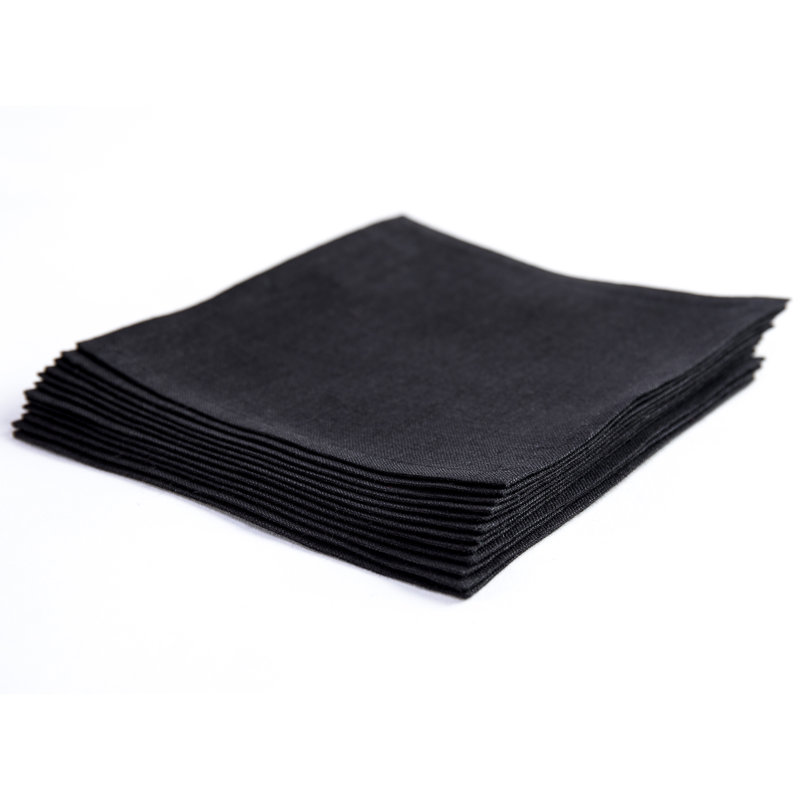 100% Pure Linen Cocktail Napkins - Athena, 6" x 6", Black