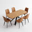 Ensemble de salle à manger 7 pièces, table en chêne et chaises rembourrées-1490938930-1490938931