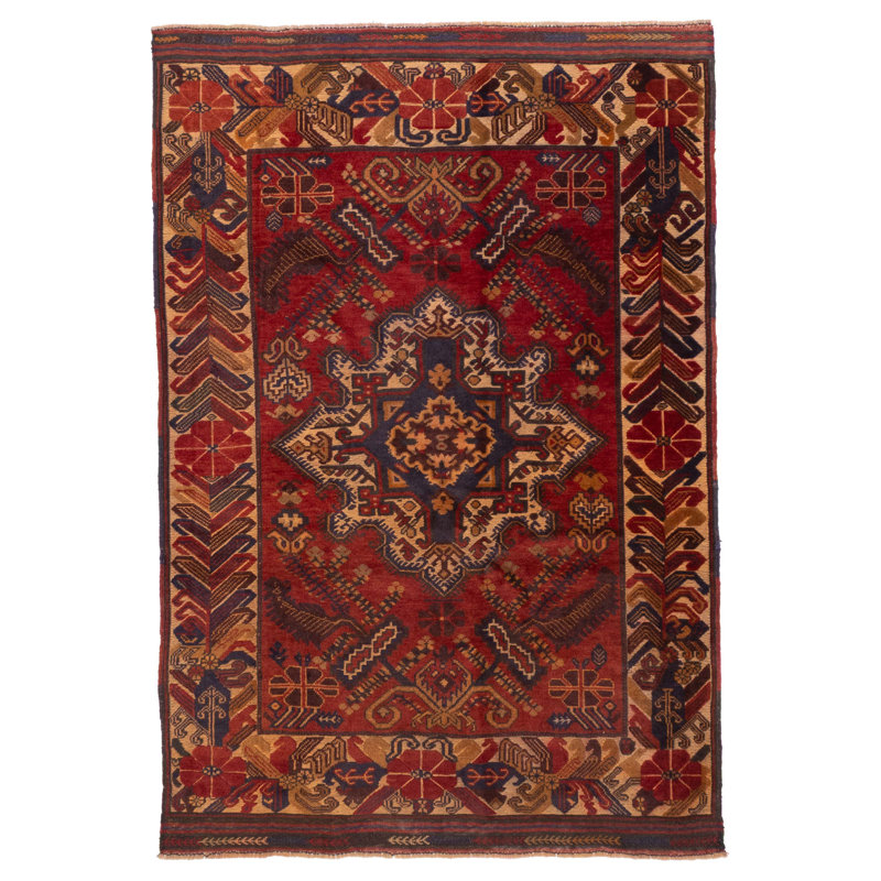 Tapis rouge Teimani 3 pi 7 po x 6 pi 4 po