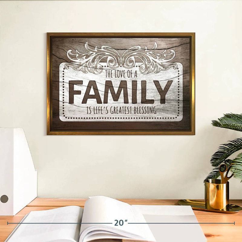 Plaque murale «Love of a Family Quote II», 13 po x 9 po, Cadre flottant doré