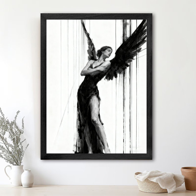 Reproduction d'art encadrée noire rétro, H 11 po x l 9 po