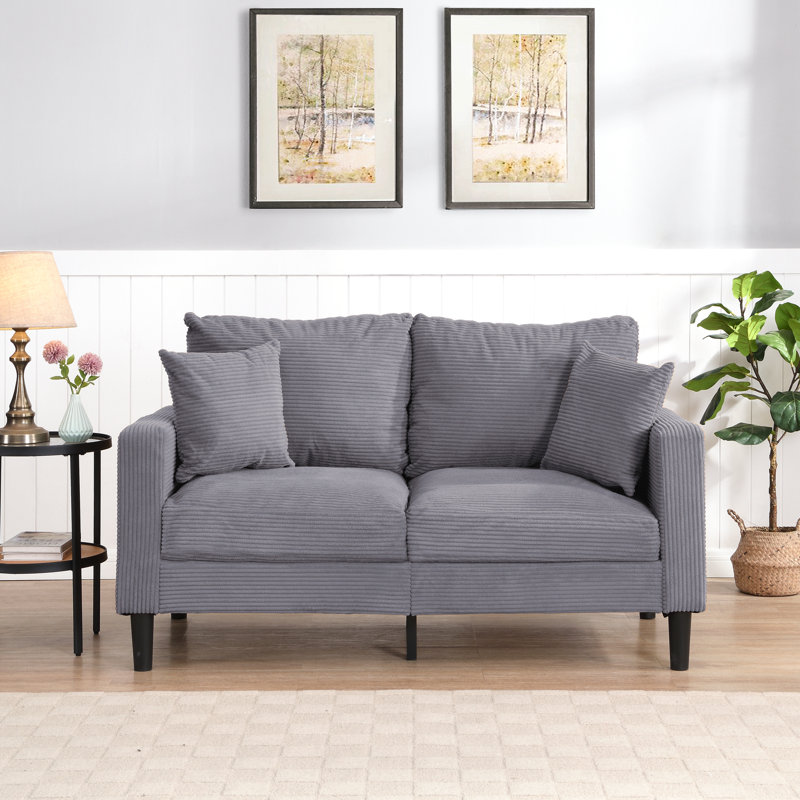 Comfortable Wooden-Framed Loveseat Sofa for Various Interiors, Light Gray, 34.63" H x 57.94" W x 30.73" D