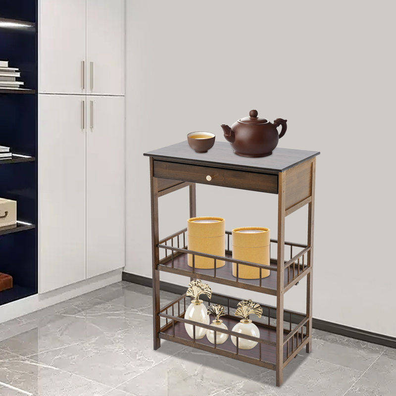 3 Tier Side Table With Storage Drawer