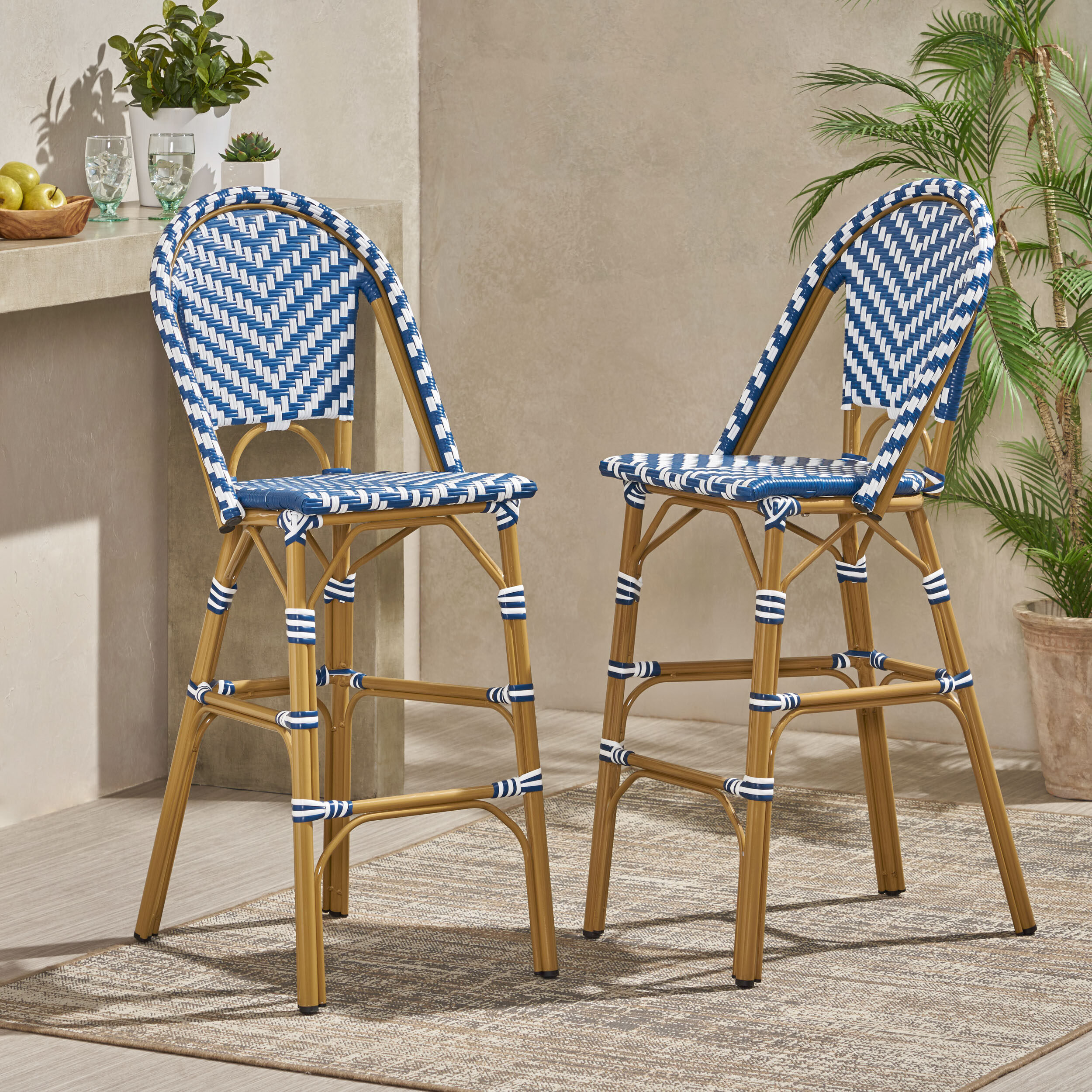 Beachcrest Home Battista Wicker Outdoor Stool & Reviews Wayfair