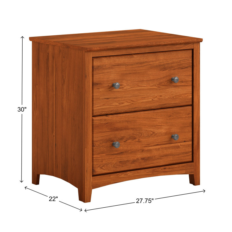 Classeur latéral en bois massif Malani, Cerise antique
