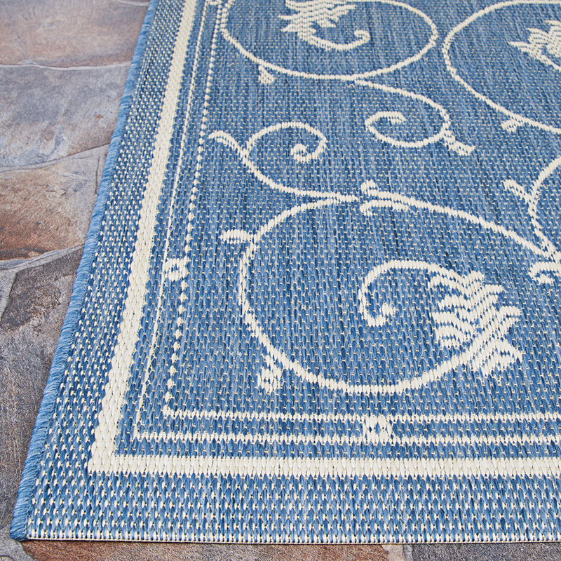 Fierce Portico Beige-Blue Indoor/Outdoor Area Rug, Rectangle 8'6" x 13'
