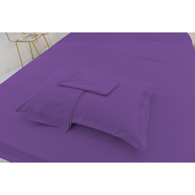 Ensemble de literie en rayonne de bambou, Violet, Ensemble de draps pour lit simple TG + un drap-hou