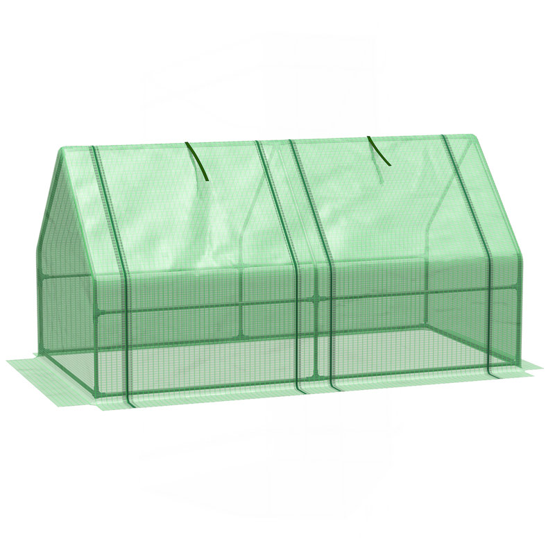 6' X 3' X 3' Portable Mini Greenhouse Outdoor Garden With Large Zipper Doors And Water/UV PE Cover, Green, Green