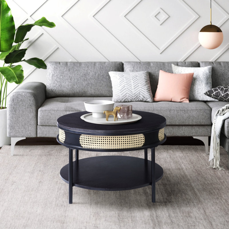 Table basse ronde avec tablette inférieure