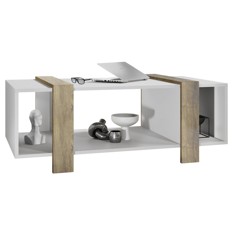 Bouirou Coffee Table with Storage, White Matt/Oak Ribbeck