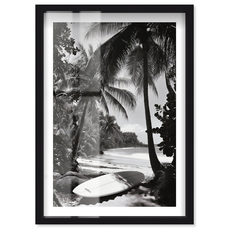 «Waves and Palms Shadowbox Print» par Notoriart, H 37 po x l 25 po, Noir