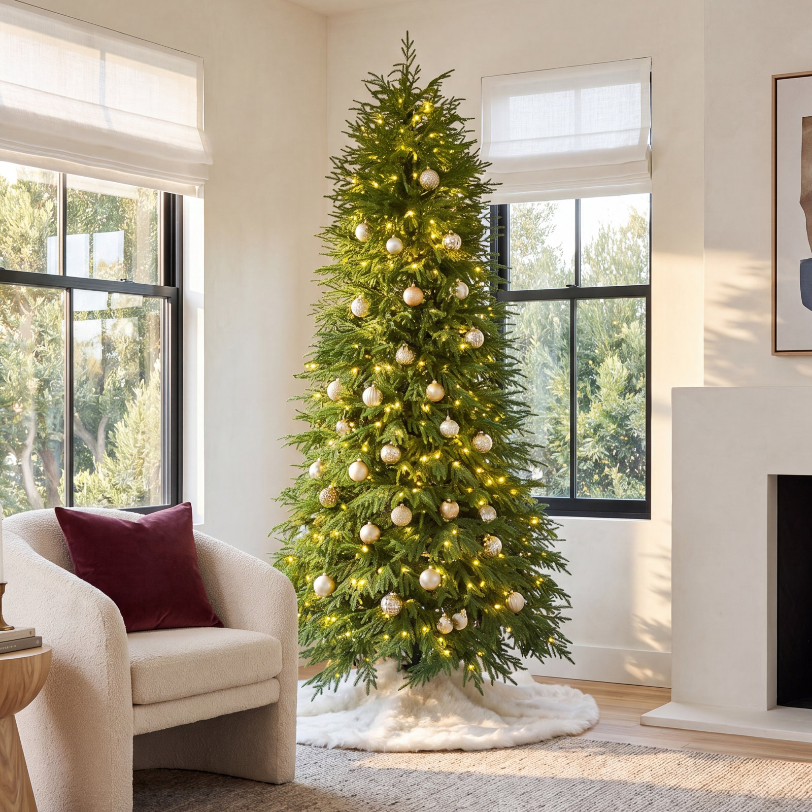 Pre-Lit Noble Fir Christmas Tree, 6.5' H