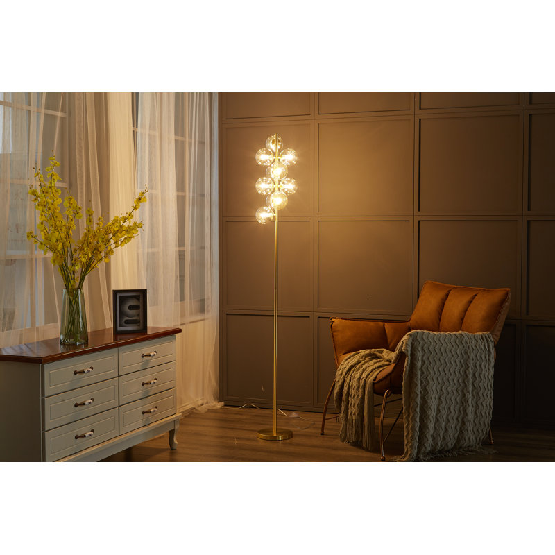 Greiner 169cm Novelty Floor Lamp, Cognac, Satin Gold