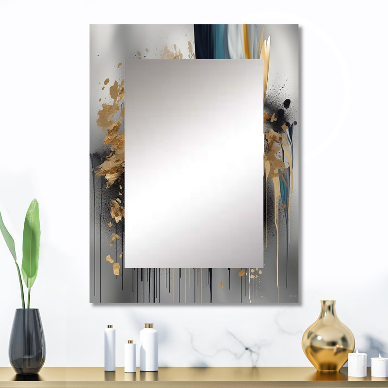 Abstract Shapes And Infinity Lines IV - Abstract Shapes Large Wall Mirror, Modern Decorative Mirror, Printed Metal Art