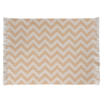 Tapis orange réversible à motif de chevrons dessinés à la main classiques
