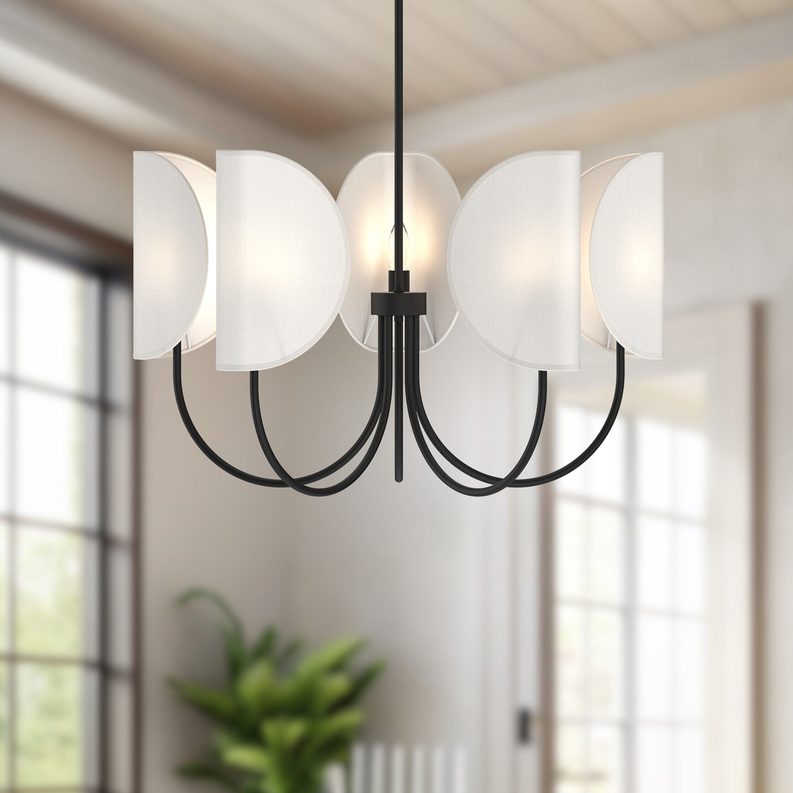 Calline 5 - Light Chandelier, Matte Black/White