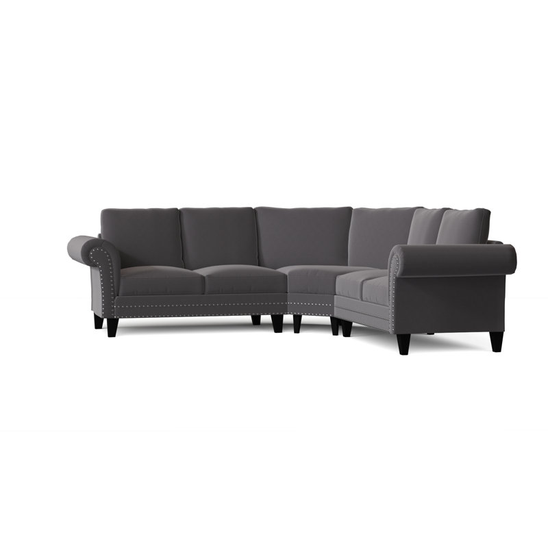 Canapé modulaire de coin symétrique 110 po Jenny, Argent, Ardoise Atlas, Naturel