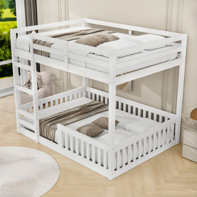 Full Over Full Wooden Bunk Bed With Guardrails