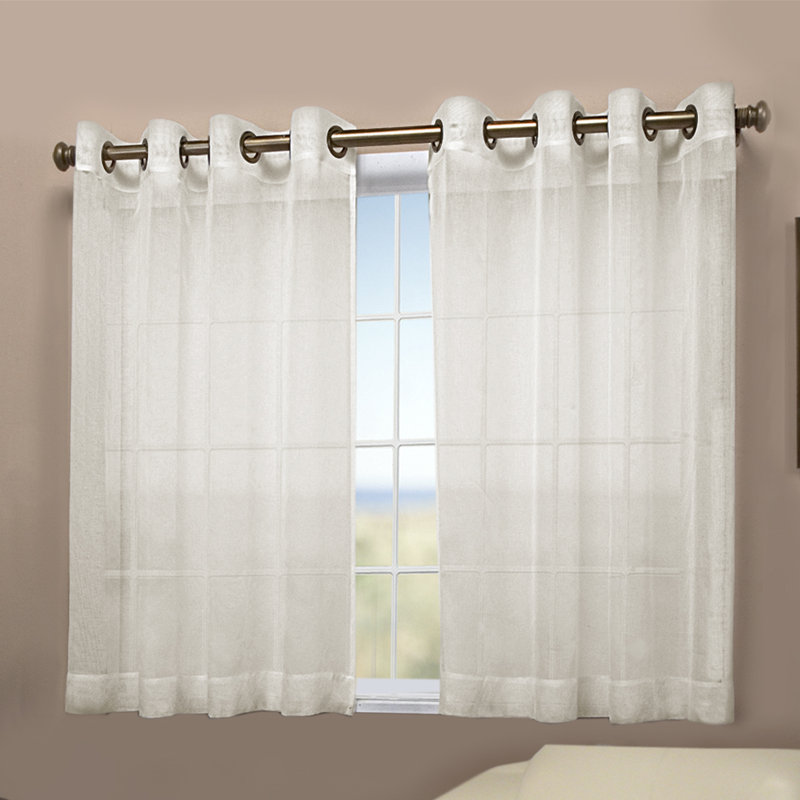 Stepanie Semi Sheer Curtain Single Panel, Ivory, 52" W x 54" L