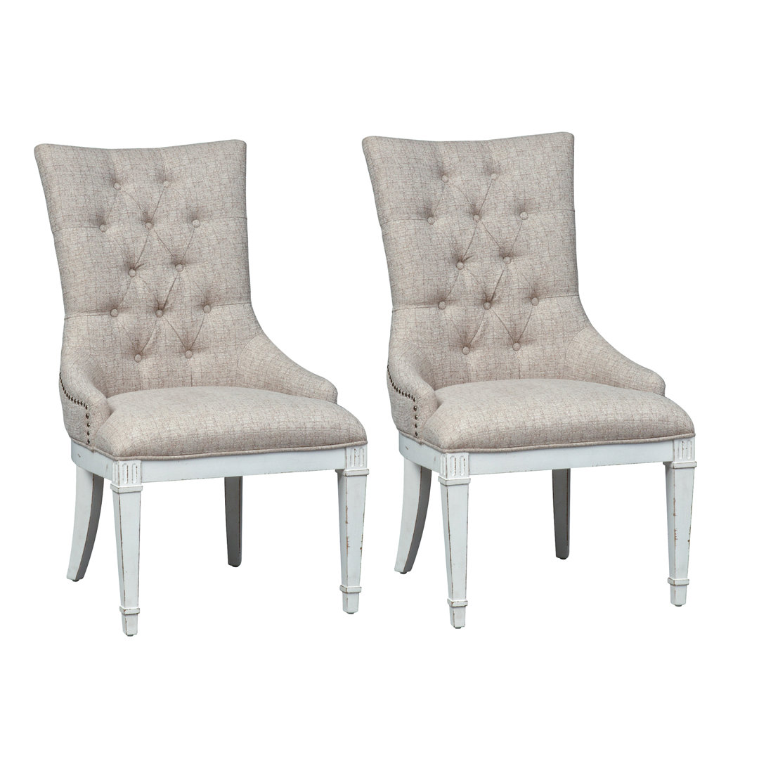 Exmouth Upholstered and Tufted Hostess Chair (Set of 2) Laurel Foundry Modern Farmhouse®