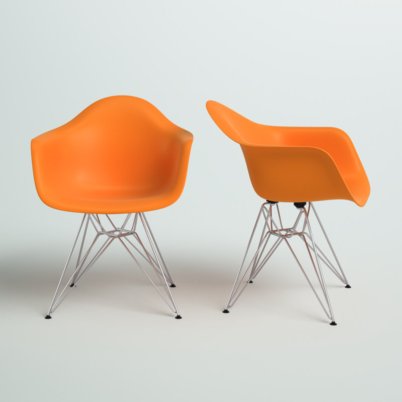 Chaise en plastique Herculaneum avec base chromée, Orange