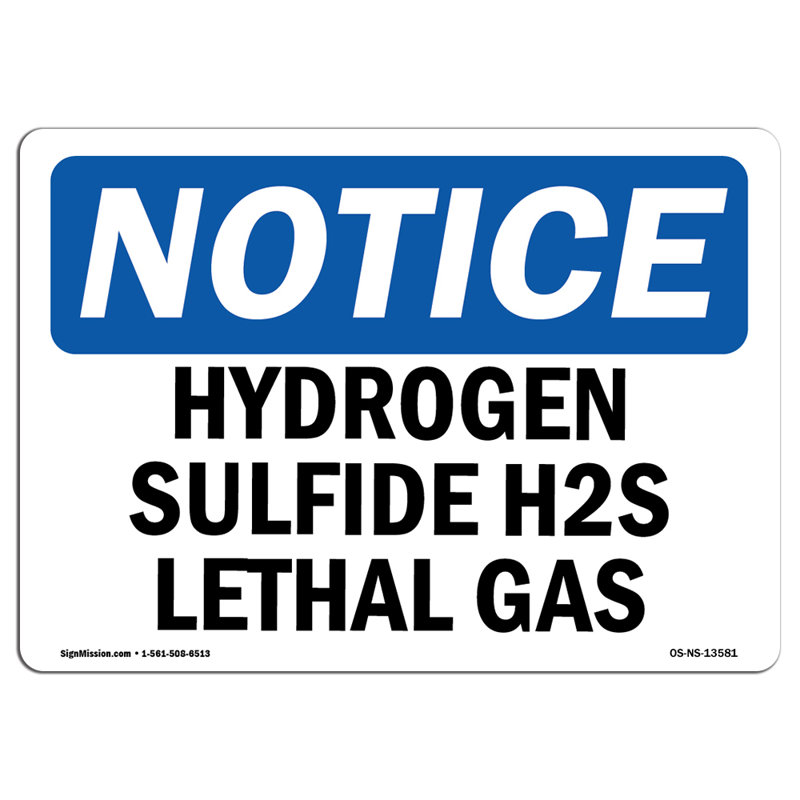 Remarque Osha - Signe de gaz halogéné H2S Lethal Gas, H 18 po x l 24 po x P 0,1 po