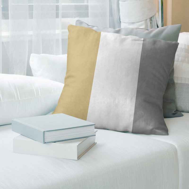 Coussin en suède Colorado, 16 po x 1 po, Gris / Blanc / Gris
