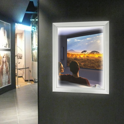 Présentoir lumineux 15,7 x 19,7 po à DEL, enseigne publicitaire murale en alliage d'aluminium pour vitrine commerciale, bureau et galerie