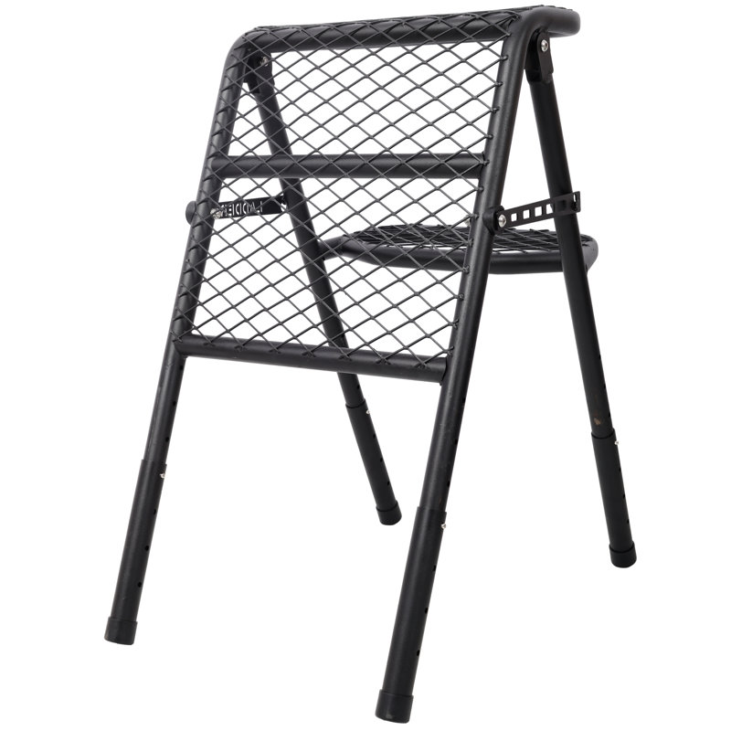 Échelle de pneu réglable et pliable, marchepied en acier noir durable, tabouret polyvalent pour accès au toit d'un véhicule utilitaire, camping et lavage de voiture