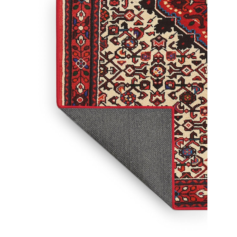 Tapis traditionnel mehroon/noir/crème Croton, Rectangle 4 pi x 6 pi