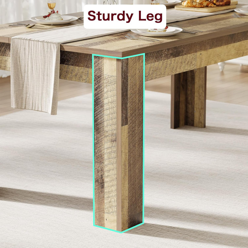 Dining Table For 4-6, Rectangular Dining Table, Kitchen Table With Large Table Top, Brown